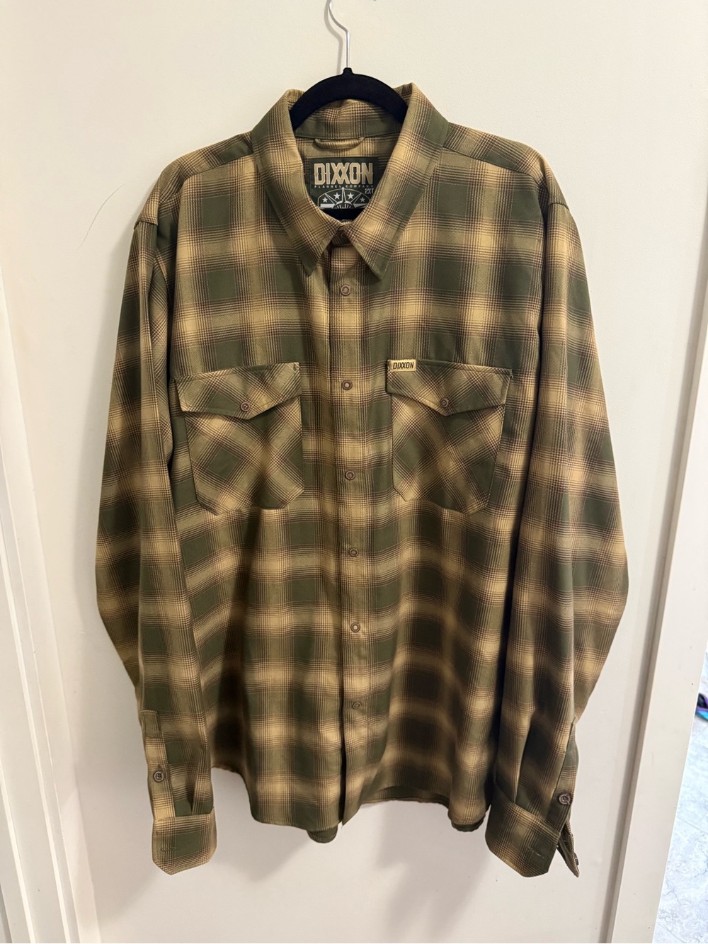 DIXXON “The Bunker” Olive and Tan Plaid Long-Sleeve Button-Up Shirt